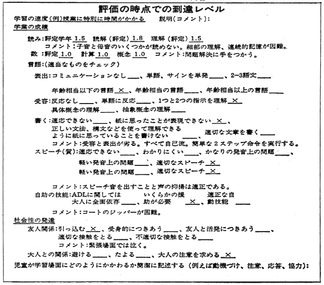 表３. ＩＥＰ２ページの内容