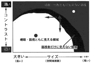 図１　弱視者の問題とエイドの機能の模式図