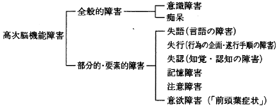 表１　高次脳機能障害の分類