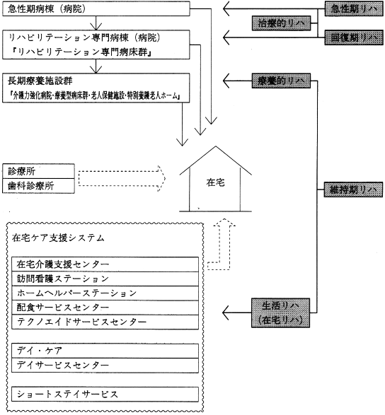 図３　リハビリテーションの時期別分類と流れ