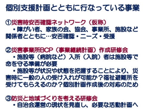 個別支援計画とともに行っている事業