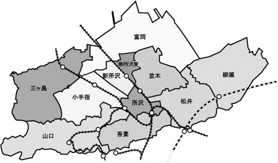 図2　所沢市の11行政区