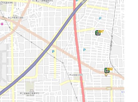 図２　自社製地理情報システムに利用者と職員の自宅住所を登録した画面