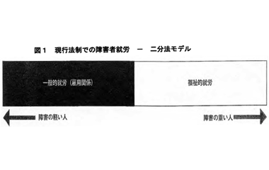 図1 現行法制での障害者就労－二分法モデル