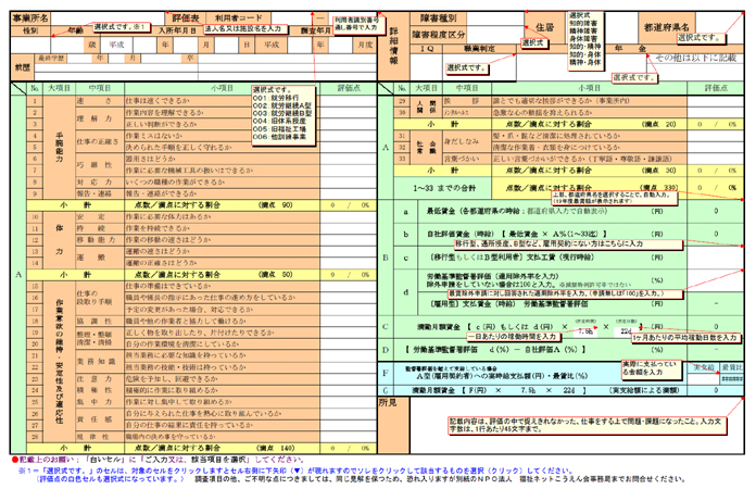 ２．調査票　（１）共通評価表