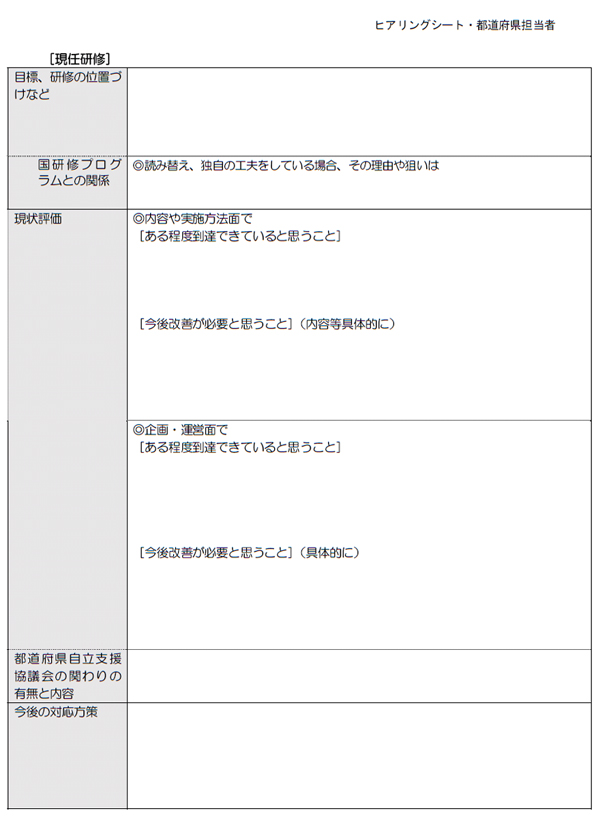 ヒアリングシート・都道府県担当者