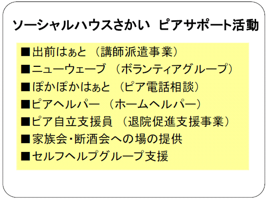 ソーシャルハウスさかいピアサポート活動