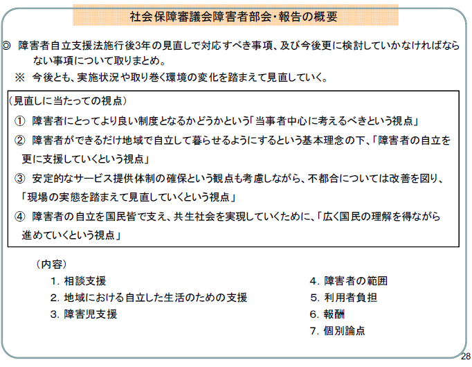 社会保障審議会障害者部会・報告の概要