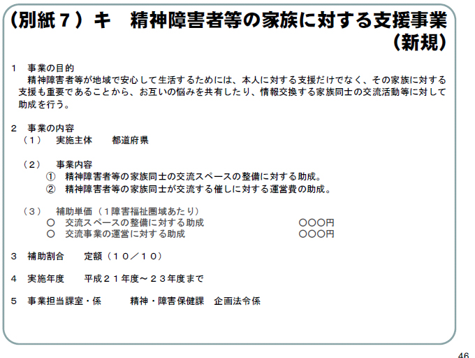 （別紙７）キ精神障害者等の家族に対する支援事業（新規）