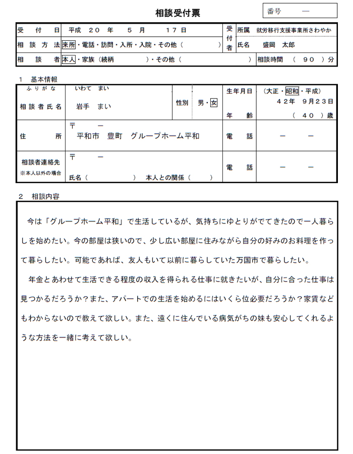 相談受付票