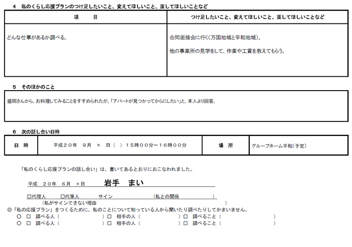 私のくらし応援プランの話し合い