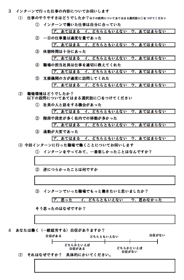 インターン用調査票：障害者（事後）