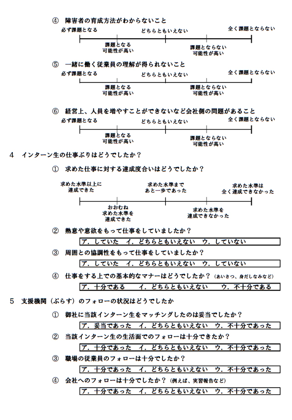 インターン用調査票：企業（事後）