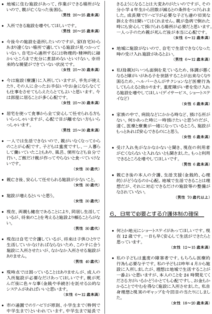 肢体不自由児者の生活と住まいに関するアンケート【本人】