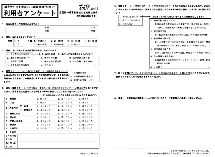 利用者アンケート調査調査票1