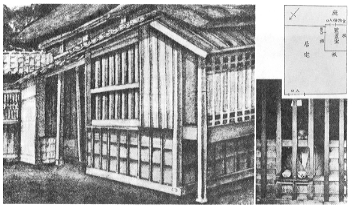 私宅監置室の様子（イラスト、写真）