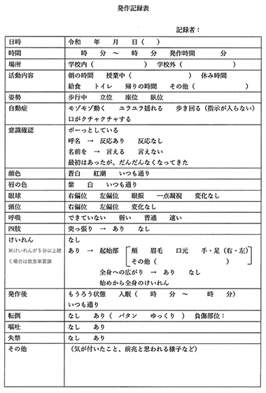 発作記録表