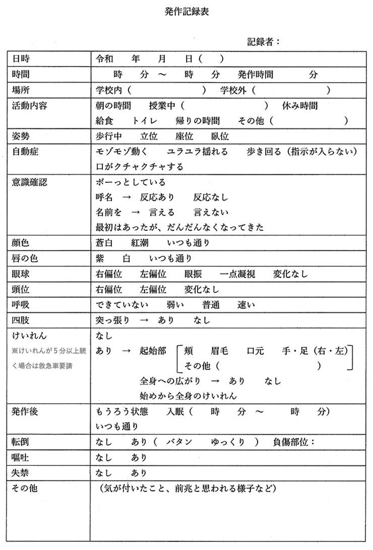 発作記録表
