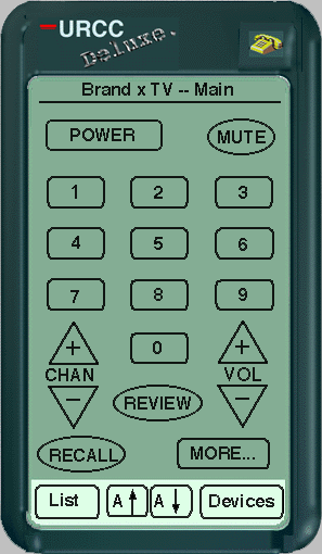 An URCC controller controlling a TV set.