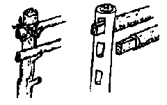 Tying up a bar at a point of the root of the branch, or insert a bar into the hole on the pole.