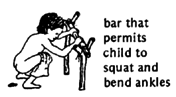 bar that permits child to squat and bend ankles