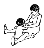 Controlling child legs like this leaves your hands free to help him control and use his arms and hands.