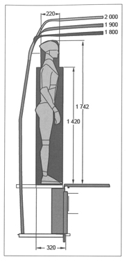 図１　バスの乗降口のリフトでは、立位の歩行困難者の利用も想定されている